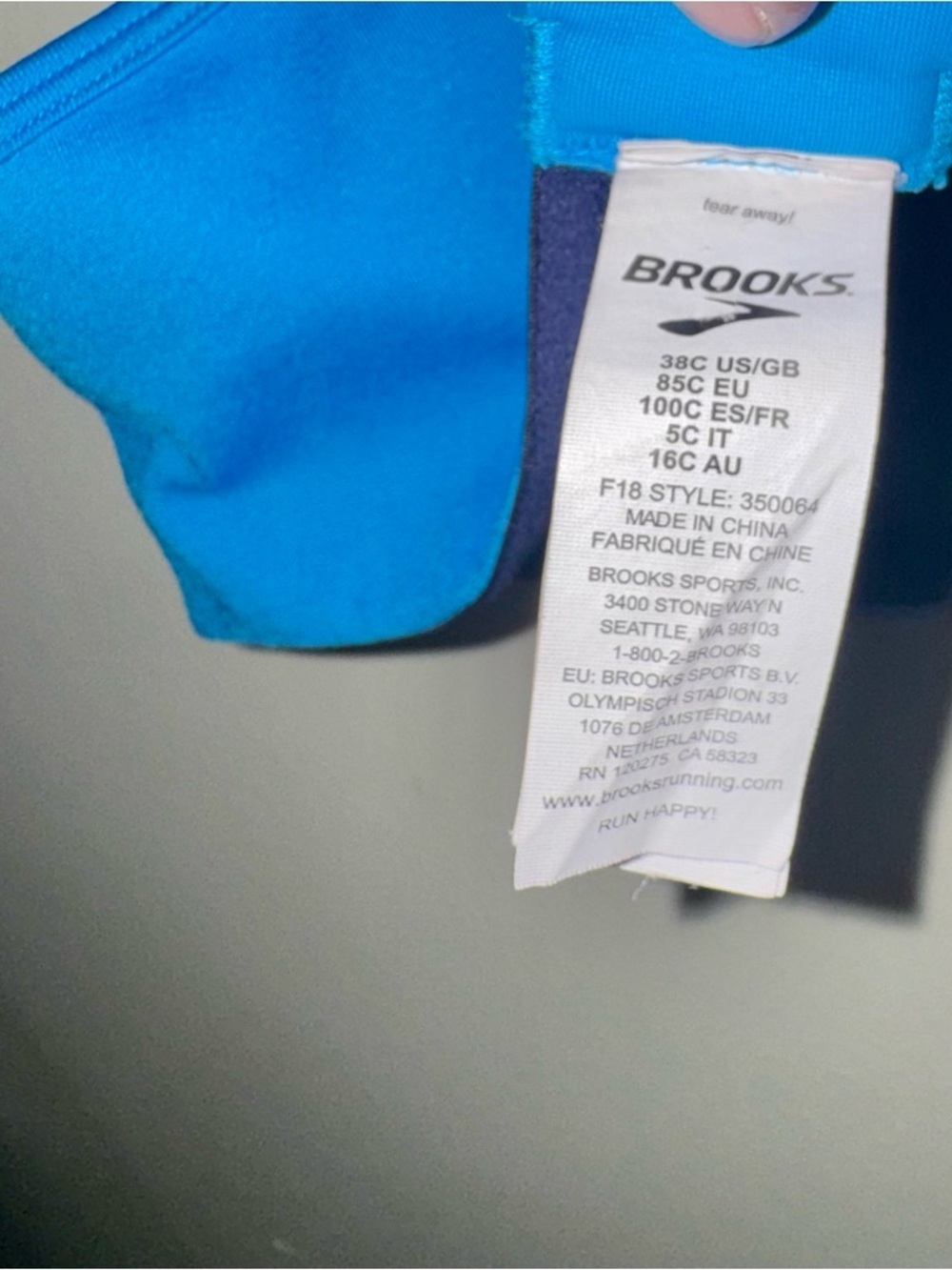 Brooks Fiona Blue/Navy Sports Bra - Picture 6 of 6
